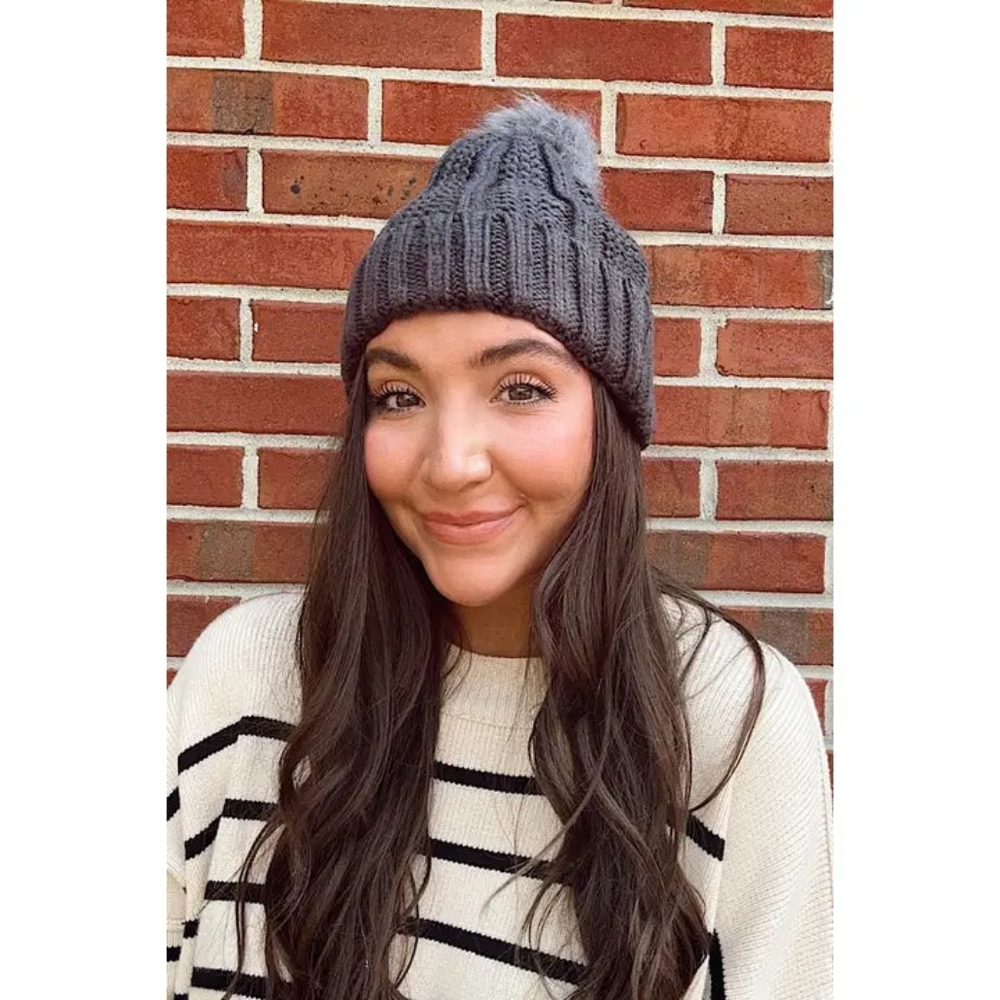 Satin Lined Adult Pom Beanie